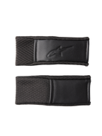 Alpinestars S-M7 Chin Strap Cover Set, negro, cubiertas de repuesto para correas de barbilla de casco con patrón de agarre texturizado y logotipo en relieve, bordes cosidos, accesorios para casco de motocross