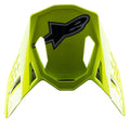 Visera Alpinestars S-M8 Factory, visera de repuesto para casco de motocross, color amarillo flúor brillante, con el logo de Alpinestars en negro y aberturas aerodinámicas, compatible con cascos Supertech M8