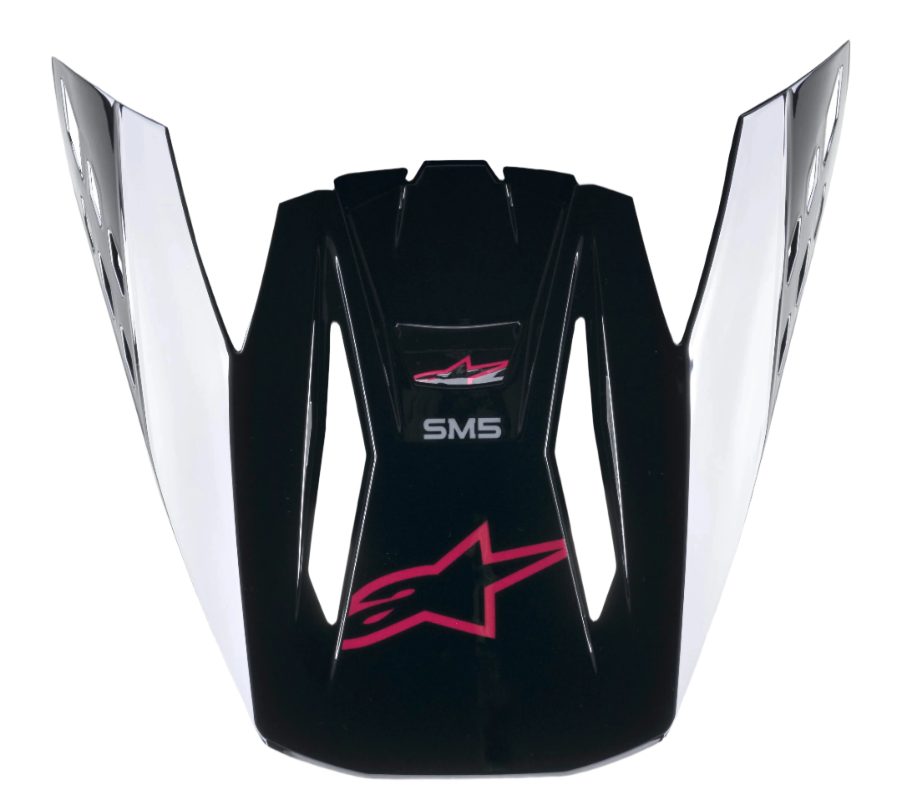 Visera Alpinestars S-M5 Compass, visera para casco de motocross, negro Diva Pink brillante, con un logotipo rosa de Astars y detalles laterales blancos, visera de repuesto para cascos off-road Supertech M5