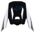 Alpinestars S-M5 Bond Helmet Visor, replacement peak for motocross helmets, Black Cyan Glossy with white Astars side branding, top view featuring blue star logo and red SM5 text