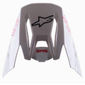 Alpinestars S-M5 Bond White Red Glossy Visor, visera de repuesto para casco de motocross, blanco brillante con marcas ASTARS y SM5 en rojo, logotipo de estrella negra, diseño aerodinámico para carreras todoterreno