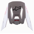 Alpinestars S-M5 Bond White Red Glossy Visor, visera de repuesto para casco de motocross, blanco brillante con marcas ASTARS y SM5 en rojo, logotipo de estrella negra, diseño aerodinámico para carreras todoterreno