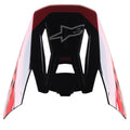 Alpinestars S-M5 Beam Visor, accesorio para casco de motocross, negro y rojo brillante, con un logotipo de estrella gris y marca SM5 en rojo, visera de repuesto para equipo de carreras todoterreno