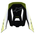 Visera Alpinestars S-M5 Beam, accesorio para casco de motocross, negro y amarillo flúor brillante, con la marca S-M5 y el logotipo de Alpinestars, acabado brillante para cascos de competición todoterreno