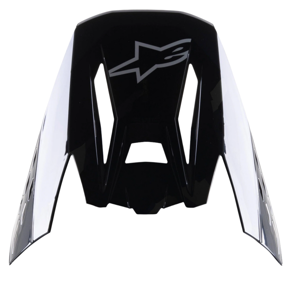 Visera Alpinestars S-M5 Rover, accesorio para casco de motocross, negro antracita camo brillante, acabado negro brillante con logotipo de estrella gris, diseño aerodinámico con aberturas para el flujo de aire