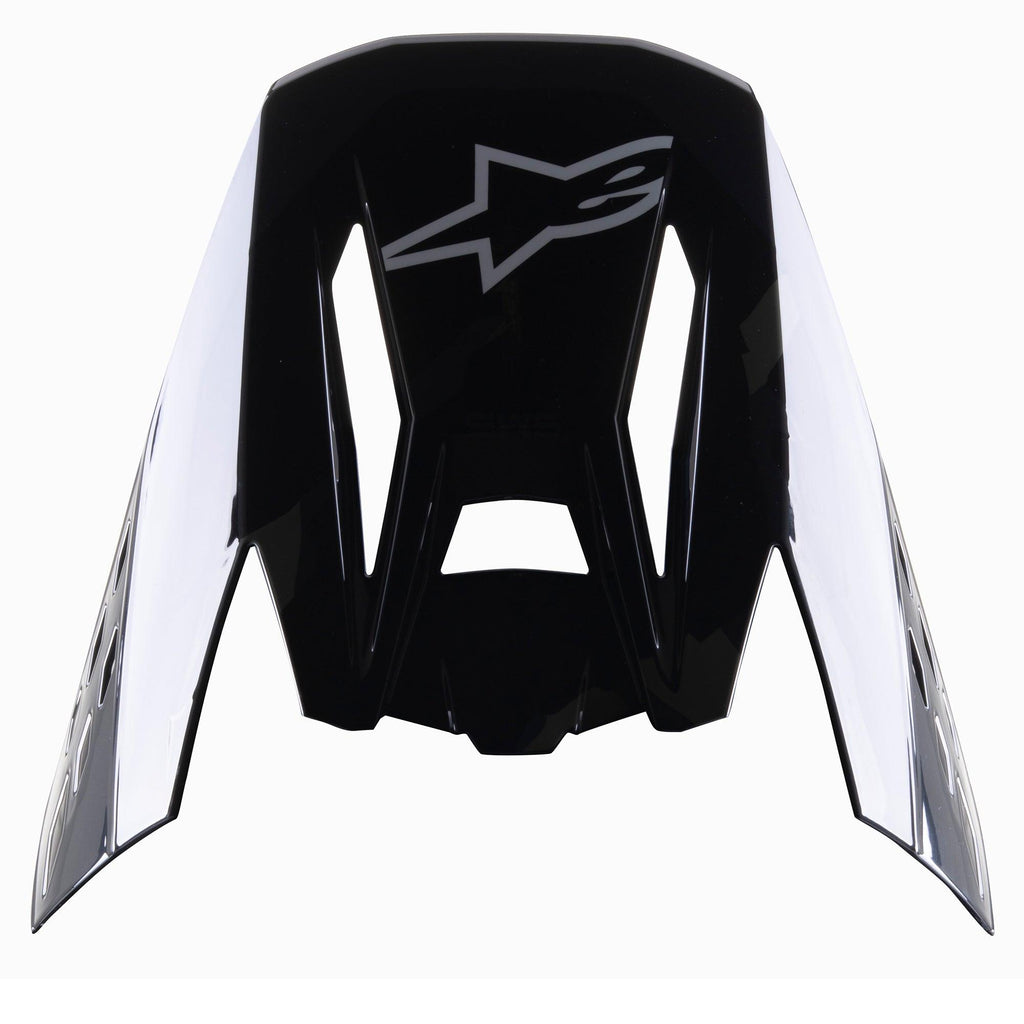 Visera Alpinestars S-M5 Rover, visera de repuesto para casco de motocross, negro antracita camuflaje brillante, con logotipo Alpinestars gris, diseño angular con detalles laterales de camuflaje, accesorio de repuesto para cascos de competición off-road