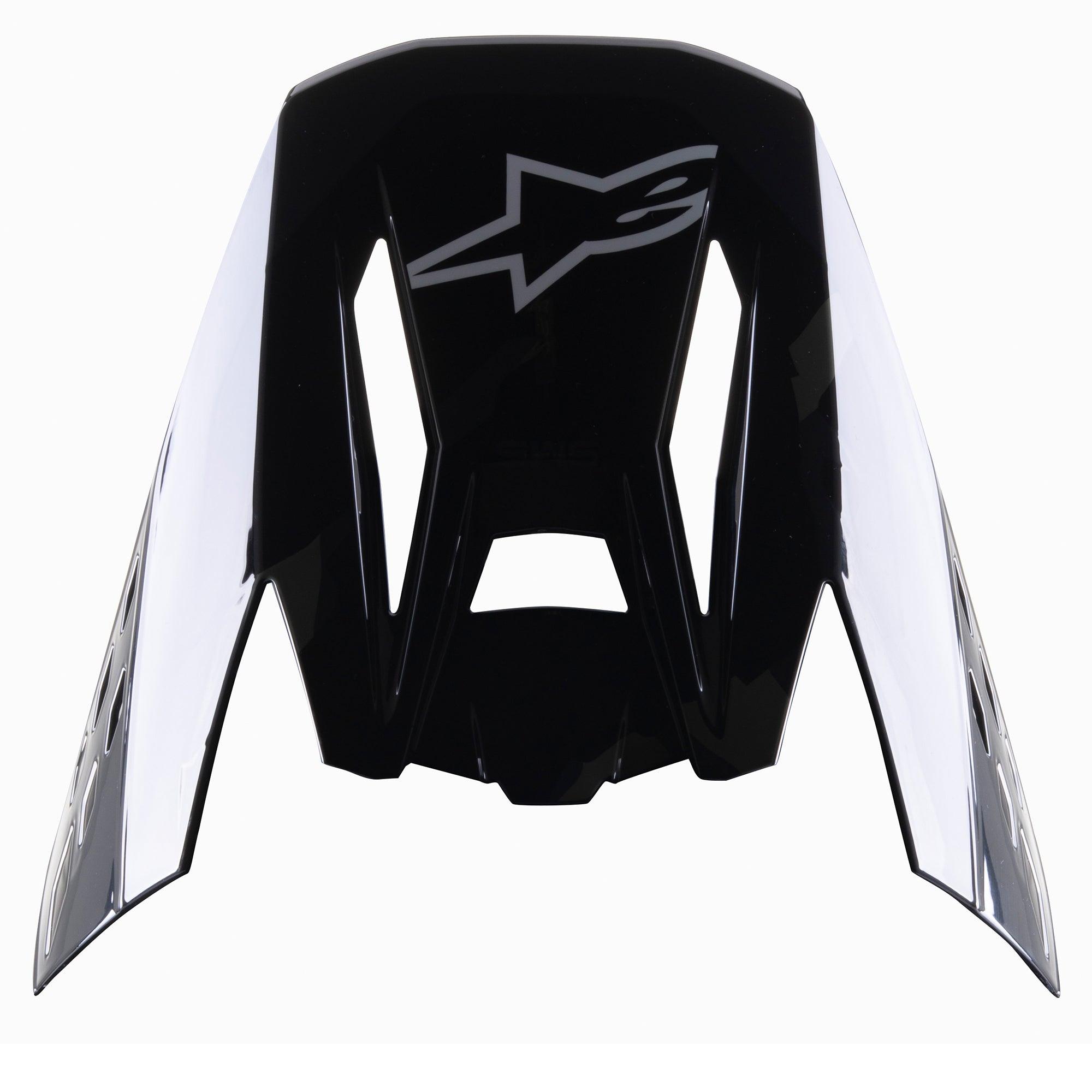 Visera Alpinestars S-M5 Rover, visera de repuesto para casco de motocross, negro antracita camuflaje brillante, con logotipo Alpinestars gris, diseño angular con detalles laterales de camuflaje, accesorio de repuesto para cascos de competición off-road