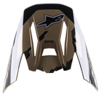 Alpinestars S-M5 Rover Visor, visera de repuesto para casco, camuflaje Sand Tangerine brillante, base marrón con detalles de camuflaje negros, con logotipo de Alpinestars y marca SM5, diseño angular para motocross