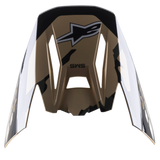 Alpinestars S-M5 Rover Visor, visera de repuesto para casco, camuflaje Sand Tangerine brillante, base marrón con detalles de camuflaje negros, con logotipo de Alpinestars y marca SM5, diseño angular para motocross