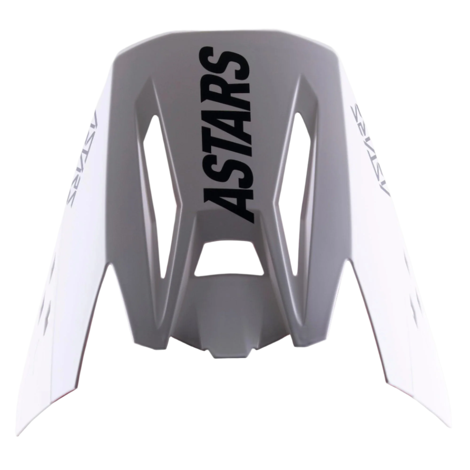 Visera Alpinestars S-M5 Rayon, visera de repuesto para casco de motocross, negro y gris mate, con la marca ASTARS en negro intenso en la parte superior y los laterales, construcción de plástico duradero con recortes aerodinámicos para conducción off-road