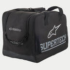 Alpinestars Supertech Semi Rigid Bolso, bolsa para casco de moto con protección y almacenamiento duradero, negro y blanco, con logotipo Supertech y marca Alpinestars