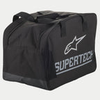 Bolsa semi-rígida Alpinestars Supertech S M 10, bolsa para casco de moto y equipo de protección, negro y plateado con gran logotipo