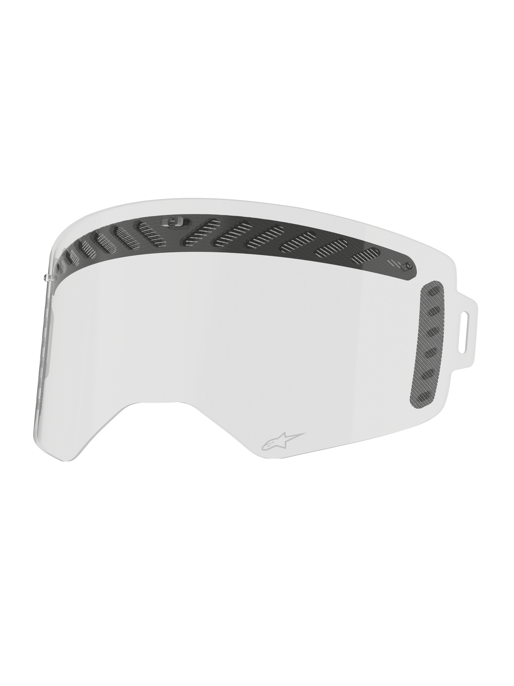 Alpinestars Supertech Modulator Vented Lens, clear motocross goggle replacement with anti-fog coating and tear-off posts.