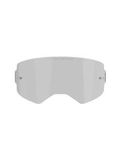 Alpinestars Supertech Smoke Lens, Goggle Replacement Lens, Medium Smoke Gray Tint, featuring 'ONE GOAL. ONE VISION.' text, curved polycarbonate design with built-in tear-off posts, off-road and motocross accessory