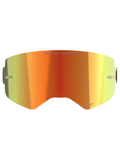 Alpinestars Supertech Mirror Lens, Motocross Goggle Replacement Lens, Mirror Red with orange and yellow gradient, featuring "ONE GOAL. ONE VISION." text, built-in tear-off posts, and reflective finish for off-road racing