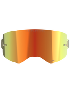 Alpinestars Supertech Mirror Lens, Motocross Goggle Replacement Lens, Mirror Red with orange and yellow gradient, featuring "ONE GOAL. ONE VISION." text, built-in tear-off posts, and reflective finish for off-road racing