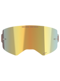 Alpinestars Supertech Mirror Lens, Motocross Goggle Replacement Lens, Mirror Gold finish, featuring 'ONE GOAL. ONE VISION.' text and Alpinestars logo, includes side tear-off posts, durable polycarbonate for off-road racing