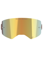 Alpinestars Supertech Mirror Lens, Motocross Goggle Replacement Lens, Mirror Gold finish, featuring 'ONE GOAL. ONE VISION.' text and Alpinestars logo, includes side tear-off posts, durable polycarbonate for off-road racing