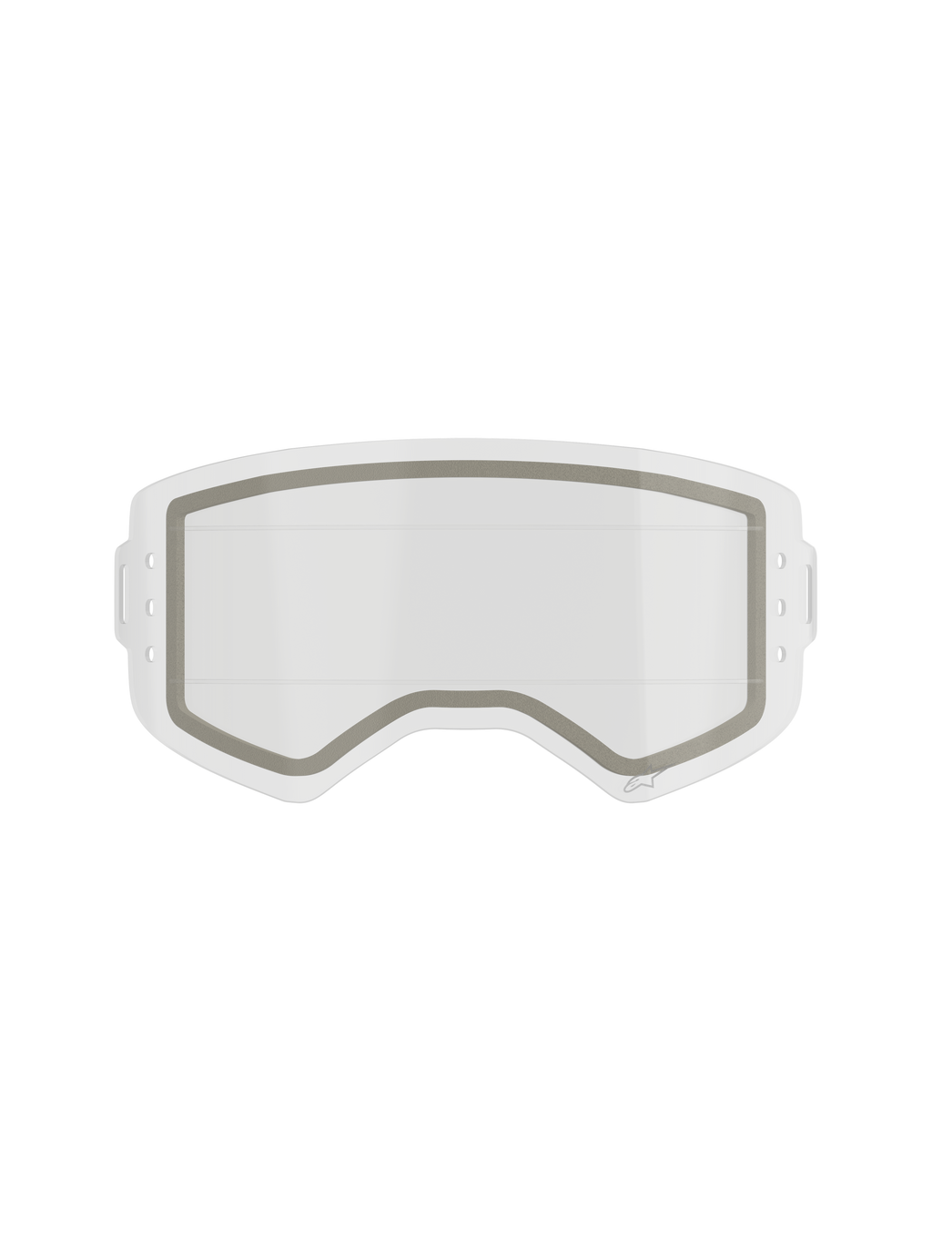 Alpinestars Supertech Dual Pane Roll Off Lens, lente de repuesto para gafas de motocross, transparente, construcción de doble panel con sello de neopreno gris visible y muescas laterales para película roll-off, policarbonato transparente resistente a los impactos