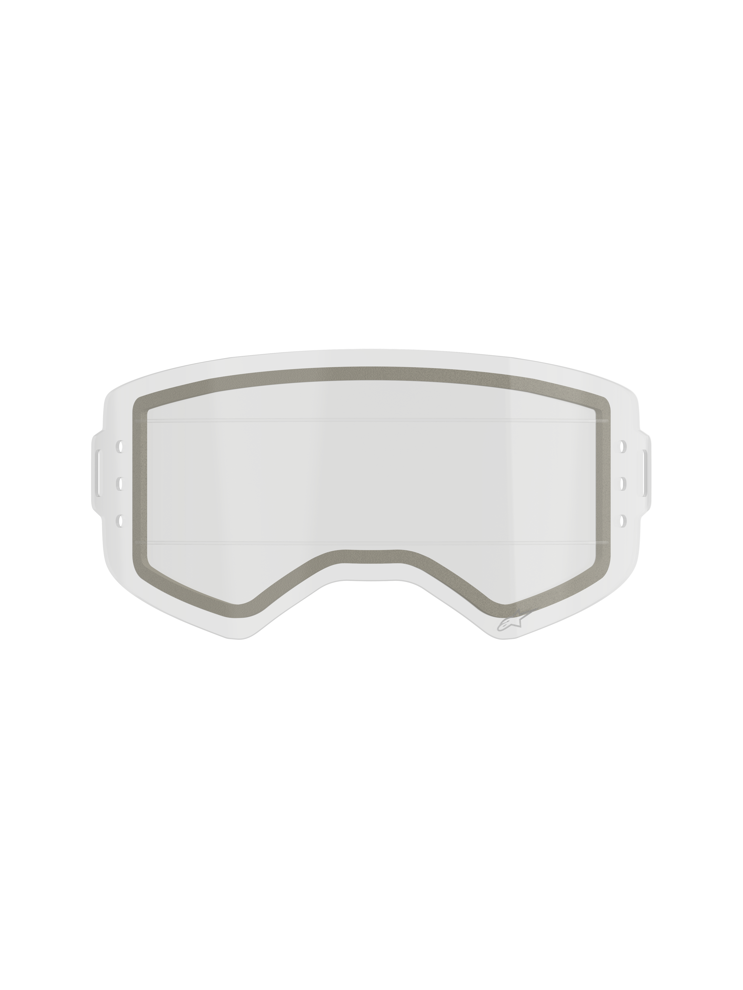 Alpinestars Supertech Dual Pane Roll Off Lens, lente de repuesto para gafas de motocross, transparente, construcción de doble panel con sello de neopreno gris visible y muescas laterales para película roll-off, policarbonato transparente resistente a los impactos