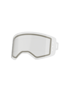 Lente Roll Off de doble panel Alpinestars Supertech, lente de repuesto transparente para gafas con construcción anti-vaho, sellado de neopreno gris y líneas de deslizamiento de silicona integradas, fabricada en policarbonato resistente a impactos.