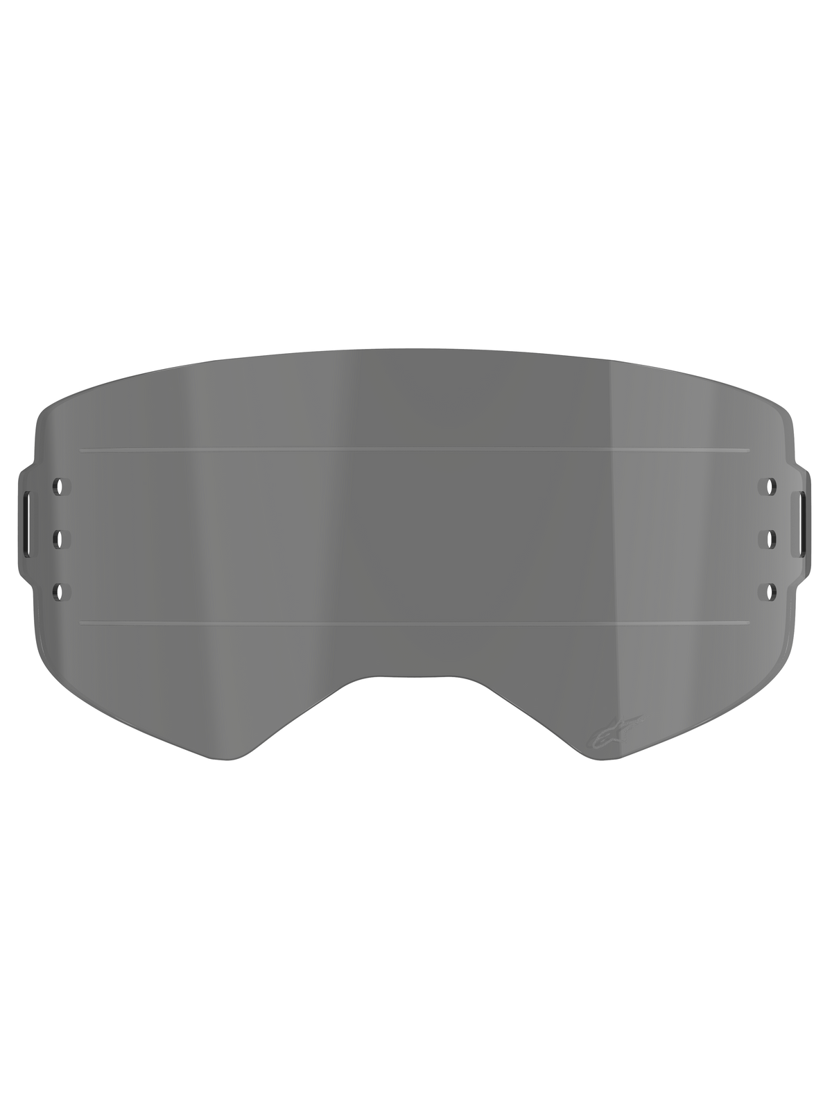 Alpinestars Supertech Roll Off Lens, Goggle Accessory, Smoke tint, features horizontal Glide Lines for smooth film movement, side attachment holes for roll-off system, injection-molded polycarbonate construction