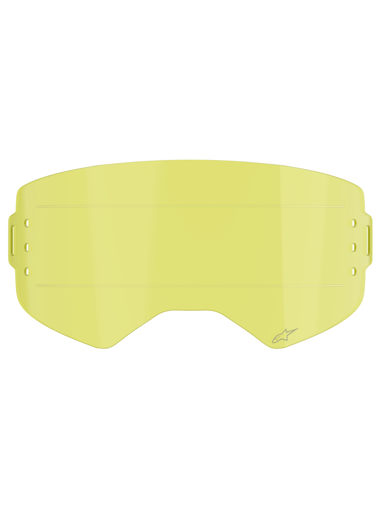 Lente Alpinestars Supertech Roll Off, accesorio para gafas, tinte amarillo claro, con líneas de deslizamiento horizontales integradas y logotipo de estrella grabado, lente de repuesto para gafas de motocross y off-road