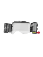 Alpinestars Supertech Roll Off Kit Wide Vision, accesorio para gafas de motocross, lente transparente antiempañante con sistema de láminas roll-off integrado, canisters negros y tirador rojo, con diseño "ONE GOAL. ONE VISION.", policarbonato de alta resistencia para carreras off-road