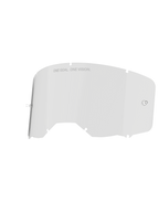 Lente Alpinestars Vision 8-5-3, lente transparente para gafas de motocross, con postes integrados para tear-off y siete muescas de bloqueo, texto "ONE GOAL. ONE VISION." en el borde superior, construcción duradera de policarbonato