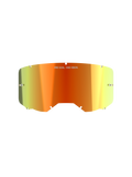 Alpinestars Vision 8-5-3 Mirror Lens, Motocross Goggle Accessory, Mirror Red finish with orange and yellow gradient, featuring 'ONE GOAL. ONE VISION.' text, integrated tear-off posts, and notched edges for secure frame mounting.
