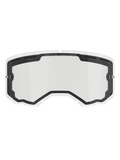Lente Alpinestars Vision 8-5-3 Dual Pane, lente de repuesto transparente para gafas de motocross, con sello interno negro y puertos de ventilación superiores, postes laterales para tear-offs, marca "ONE GOAL ONE VISION" en el borde superior, accesorio para carreras off-road