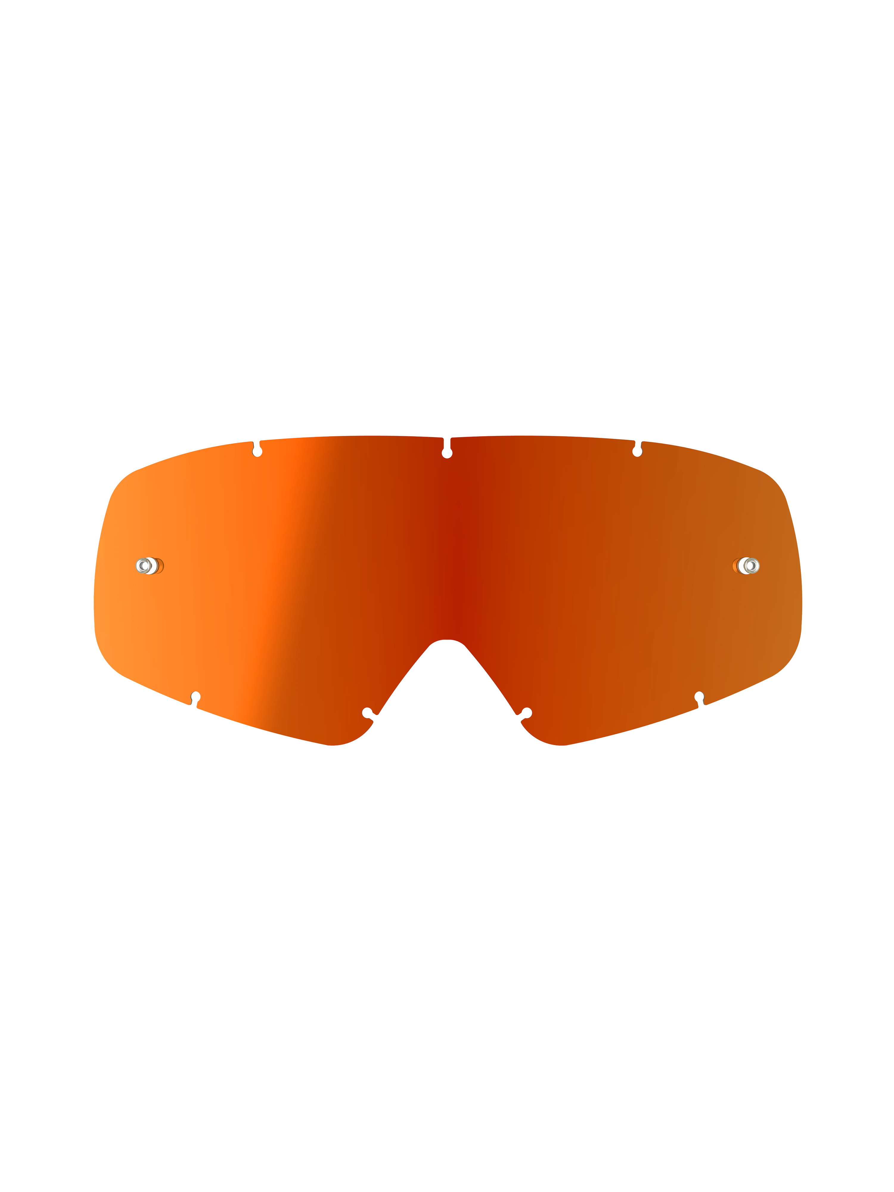 Alpinestars Vision Youth Mirror Lens, accesorio de repuesto para gafas de motocross, rojo espejo con degradado reflectante de naranja a rojo, con postes para tear-offs integrados y muescas de montaje laterales, construcción de policarbonato curvado para competición off-road juvenil.