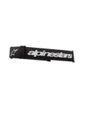 Alpinestars Supertech Goggles Strap, en negro y blanco, con un prominente nombre de la marca y logotipo de estrella en blanco, correa de repuesto de 45 mm para gafas de motocross con tracción de silicona y enganche por clic
