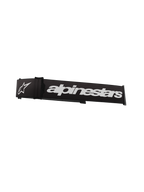 Alpinestars Supertech Goggles Strap, en negro y blanco, con un prominente nombre de la marca y logotipo de estrella en blanco, correa de repuesto de 45 mm para gafas de motocross con tracción de silicona y enganche por clic