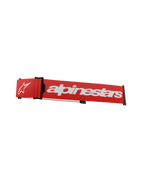 Alpinestars Supertech Goggles Strap, correa de repuesto para gafas de motocross, roja y blanca con logotipo blanco destacado, conectores de presión negros y cuña ISP integrada para el posicionamiento en el casco