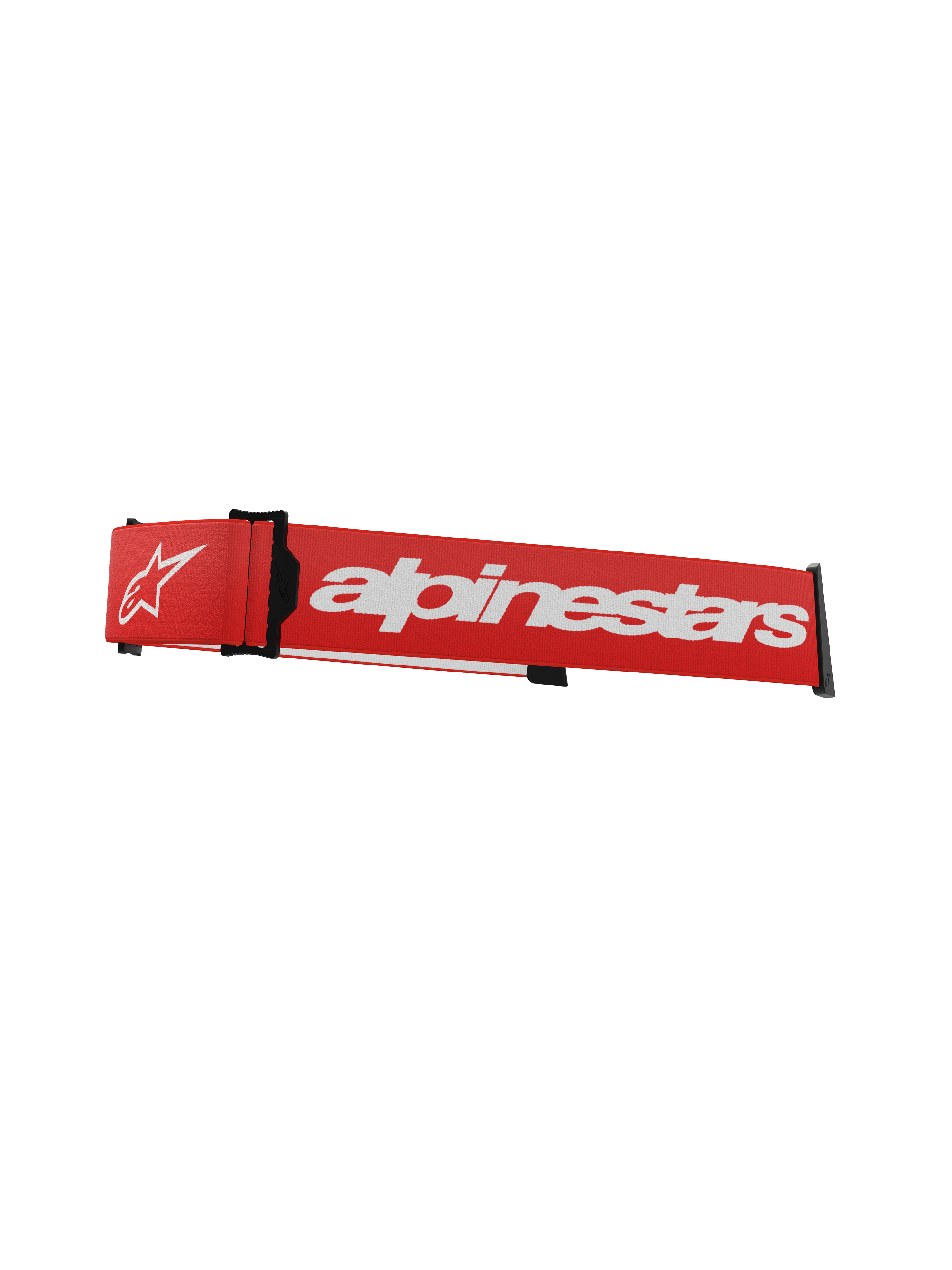 Alpinestars Supertech Goggles Strap, correa de repuesto para gafas de motocross, roja y blanca con logotipo blanco destacado, conectores de presión negros y cuña ISP integrada para el posicionamiento en el casco