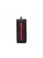 Estuche para Gafas Alpinestars Supertech Vision, accesorio para gafas de motocross, negro con logotipo vertical grande en rojo, estuche de almacenamiento rectangular estructurado con cierre de cremallera y asa acolchada
