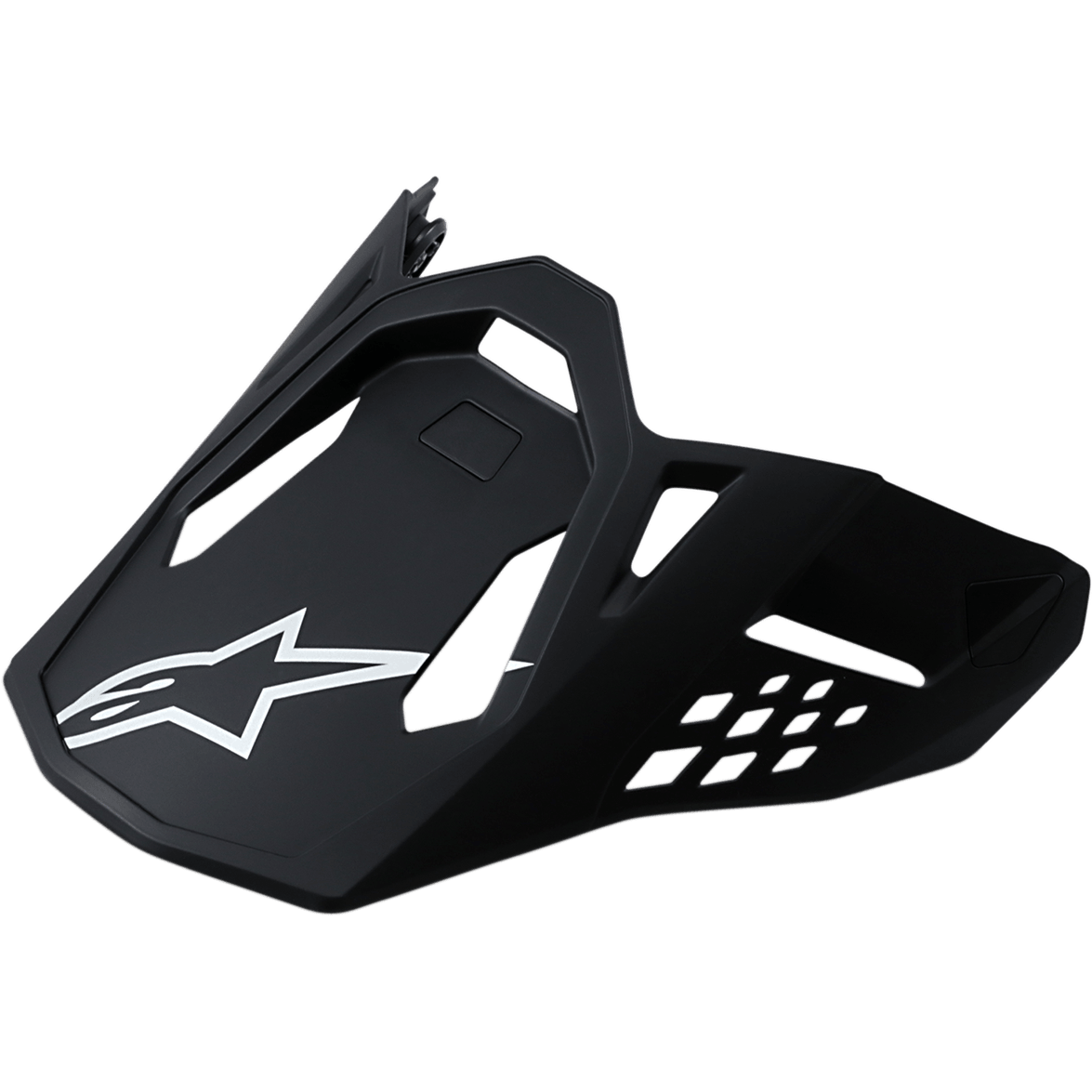 Alpinestars Supertech M10/M8 Visor, Motocross Helmet Replacement Peak, Matte Black finish, White A-star Logo, Aerodynamic Design with Ventilation Cutouts