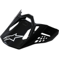 Alpinestars Supertech M10/M8 Visor, visera para casco de motocross, negro brillante con logo de estrella blanca, diseño aerodinámico con recortes de ventilación
