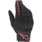 Alpinestars Copper Gloves, guantes de moto urbanos, negros y rojo flúor, con el logotipo y la marca Astars en rojo, construcción de malla y spandex con nudillos acolchados, equipamiento ligero para desplazamientos diarios