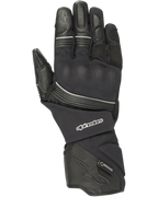 Alpinestars Jet Road Gloves, guantes de moto negros, impermeables Gore-Tex, construcción de cuero y tejido, puño largo tipo guantelete, protección de nudillos reforzada, ribetes reflectantes, equipo de touring aventura
