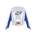 Visera Alpinestars Honda S-M5, visera de repuesto para casco, acabado brillante en blanco, azul y rojo, paneles laterales azules con logos de Alpinestars en azul marino y Honda en rojo, accesorio para casco de motocross