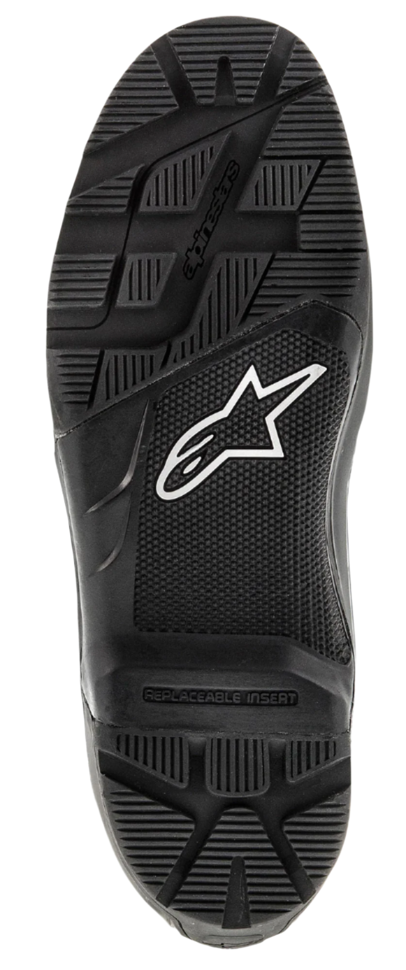 Alpinestars Tech 7 Enduro Sole, suela de goma de repuesto, negra, con logo de estrella blanca y dibujo robusto para tracción todoterreno, pieza de recambio duradera para botas de motocross y enduro