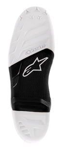 Alpinestars Tech 7 Sole, Replacement Motocross Boot Sole, White and Black, featuring a textured grip surface, Alpinestars logo, and a replaceable center insert for off-road riding performance.
