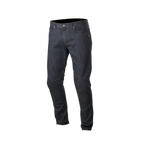 Pantalones Alpinestars Copper Denim, vaqueros de moto en azul oscuro, corte recto regular con diseño de pierna preformada, cuenta con un pequeño logotipo rojo en el bolsillo para monedas y diseño clásico de cinco bolsillos para desplazamientos urbanos