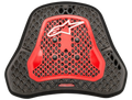 Protector de pecho Alpinestars Nucleon KR-Cell Ci S, rojo humo transparente y negro, con microestructura de celdas en panal, cuatro botones de montaje negros, logotipo blanco de Alpinestars, inserto protector ergonómico y ligero para motociclismo de competición y deportivo