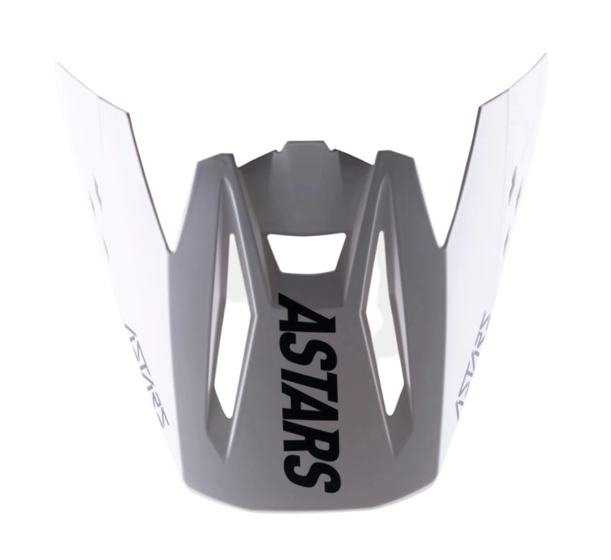 Visera Alpinestars S-M5 Rayon, accesorio para casco, blanco mate, con la marca ASTARS en negro en la parte frontal, aberturas de ventilación aerodinámicas y construcción de plástico moldeado de precisión para cascos de motocross SM5
