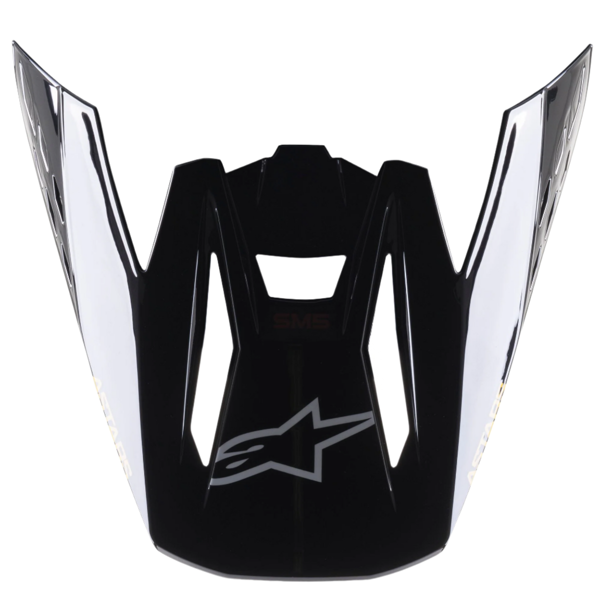 Alpinestars S-M5 Venture Helmet Visor, accesorio para casco de motocross, negro brillante, visera de repuesto con logotipo de Alpinestars plateado en la parte frontal y marca blanca en los laterales, plástico duradero con acabado brillante para carreras fuera de carretera