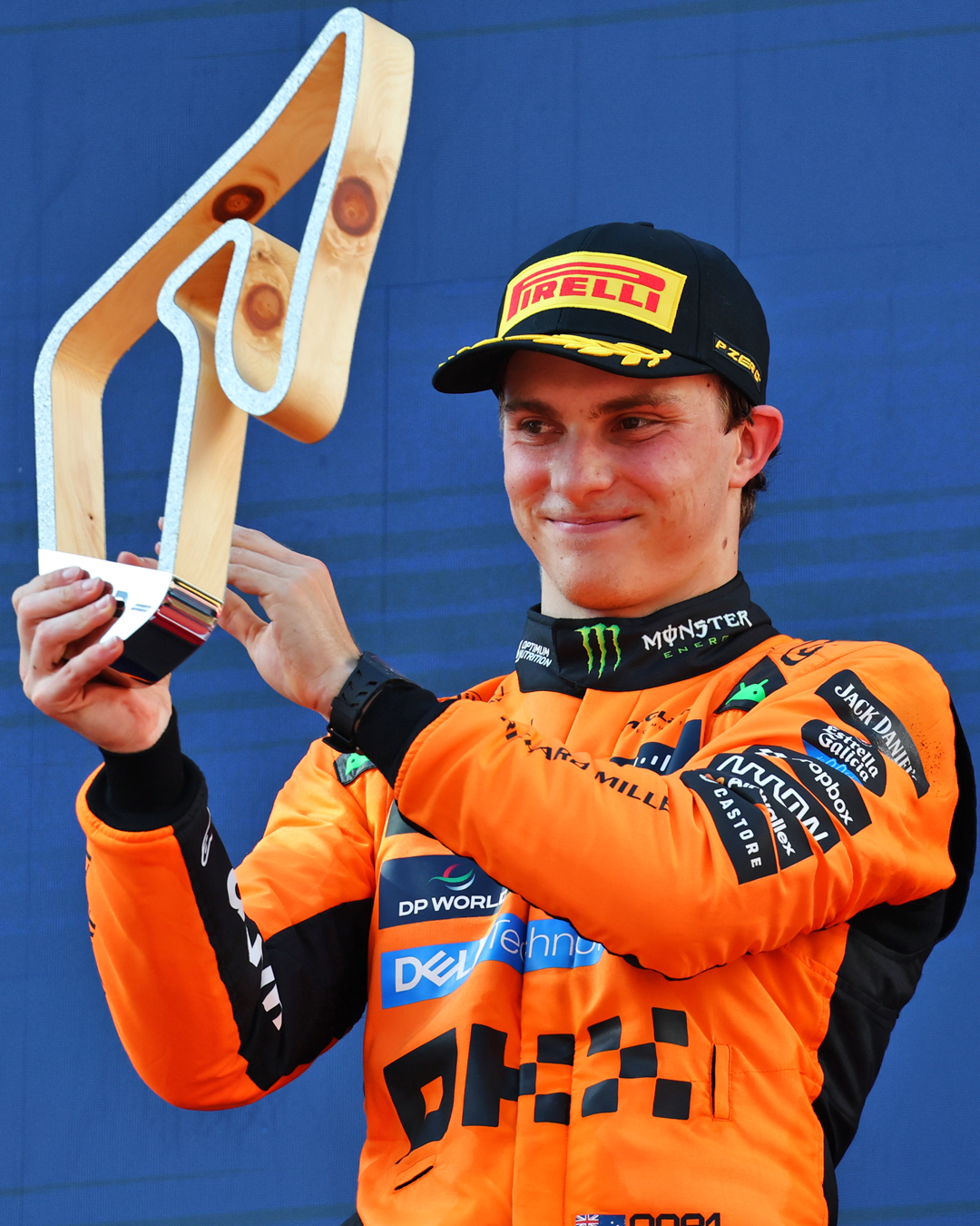 Oscar Piastri celebrates a win