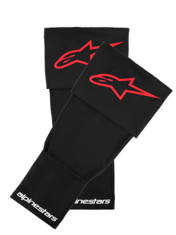 Alpinestars RK-S Knee Brace Sleeve, funda para rodillera, negro con logo de estrella rojo, accesorio de protección para moto, marca Alpinestars en blanco
